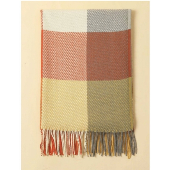 Luxe Soft Colorblock Plaid Blanket Scarf Wrap - Picture 7 of 10